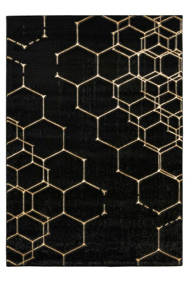 COVOR ȚESUT  - auriu/negru, Basics, textil (80/150cm)
