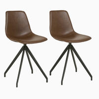 STUHL-SET 2 Stück  in Lederlook  - Dunkelbraun/Schwarz, MODERN, Textil/Metall (48/86/56cm) - MID.YOU