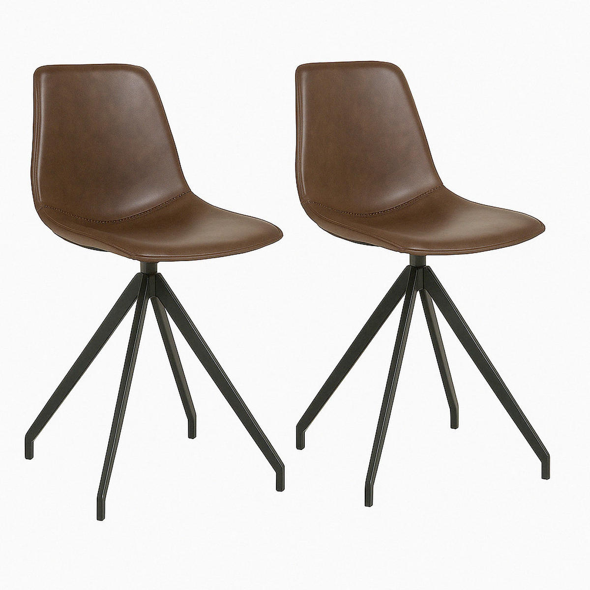 STUHL-SET 2 Stück  in Lederlook  - Dunkelbraun/Schwarz, MODERN, Textil/Metall (48/86/56cm) - MID.YOU