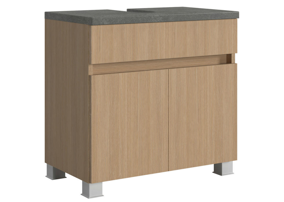 WASCHBECKENUNTERSCHRANK 60/54/35 cm  - Eichefarben/Silberfarben, KONVENTIONELL, Holzwerkstoff/Kunststoff (60/54/35cm) - Xora