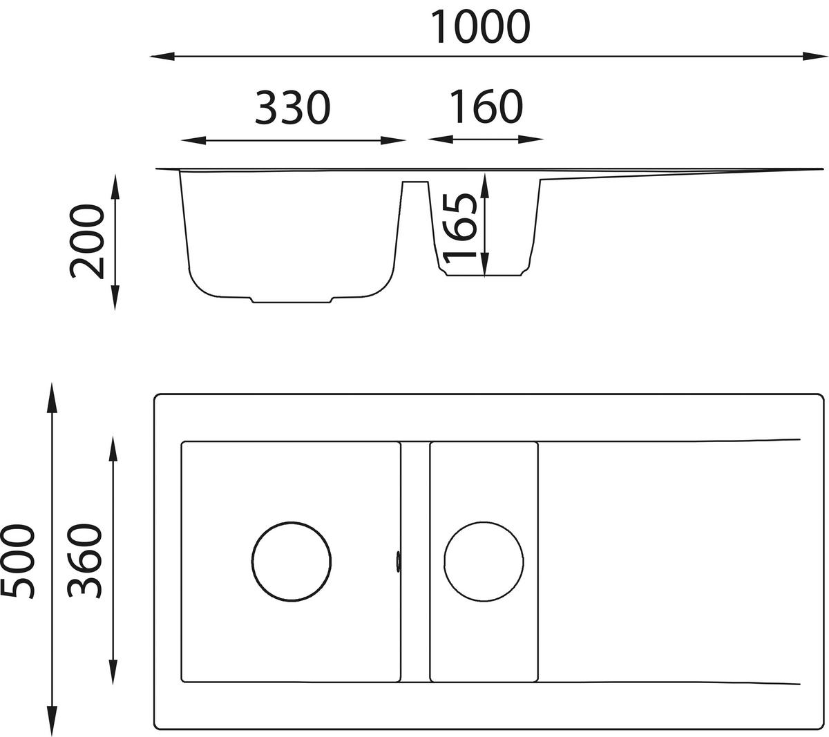 SPÜLE 1712DENVER100X50W  - Weiß, Trend, Glas/Kunststoff (100/20/50cm) - Respekta