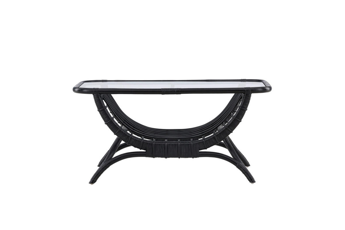 LOUNGETISCH 95/61/49 cm Holz, Glas  - Klar/Schwarz, MODERN, Glas/Holz (95/61/49cm) - Gardenson