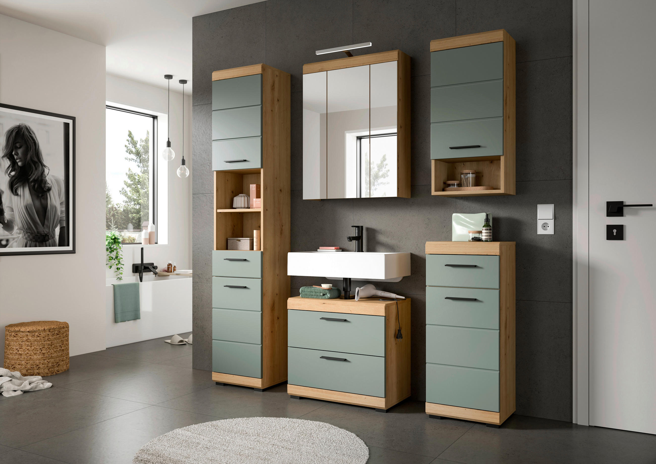 SPIEGELSCHRANK 60/79/18 cm  - Eiche Artisan, MODERN, Glas/Holzwerkstoff (60/79/18cm) - MID.YOU