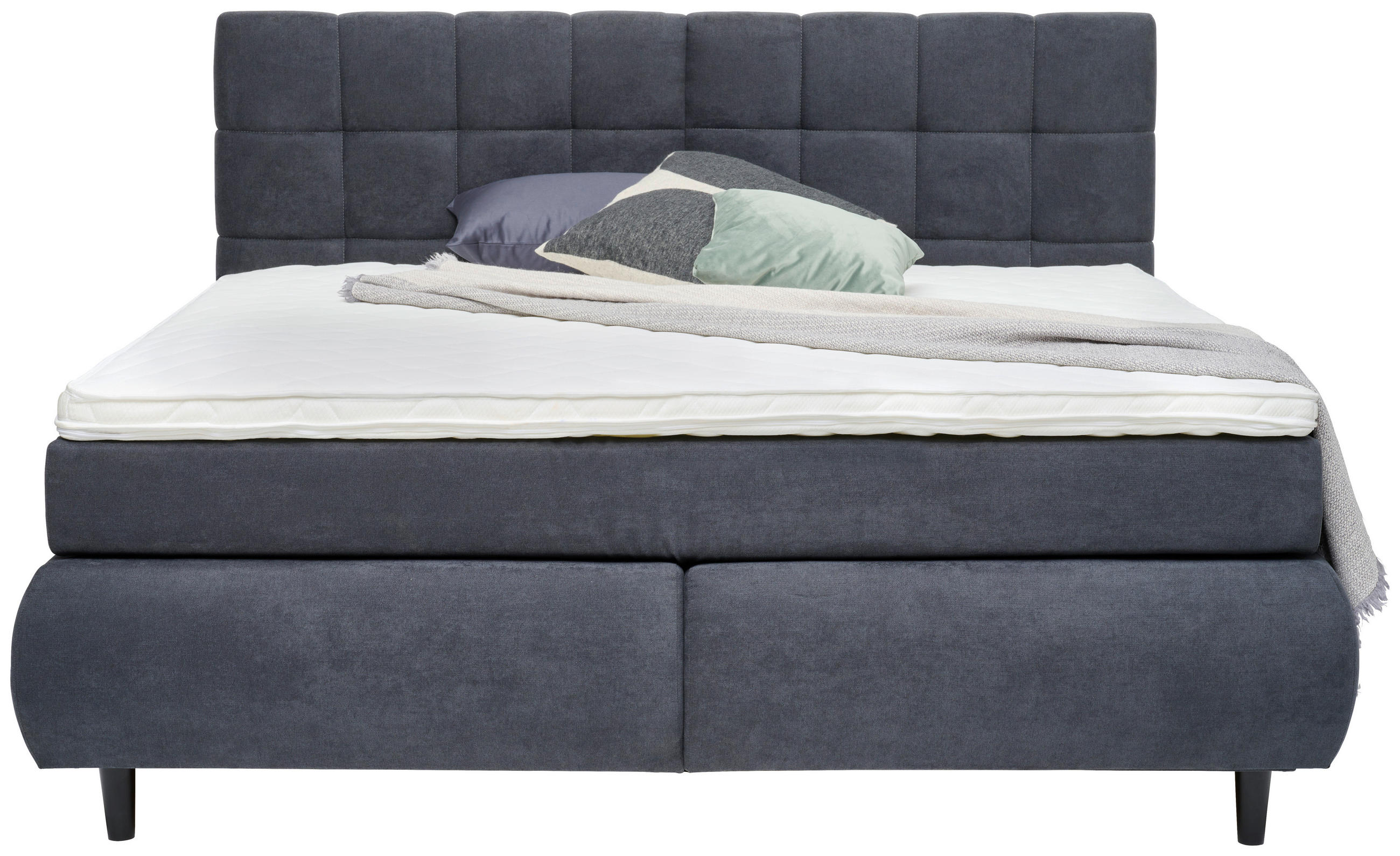 BOXSPRINGBETT 180/200 cm  in Anthrazit  - Anthrazit/Schwarz, KONVENTIONELL, Holz/Textil (180/200cm) - Ti'me