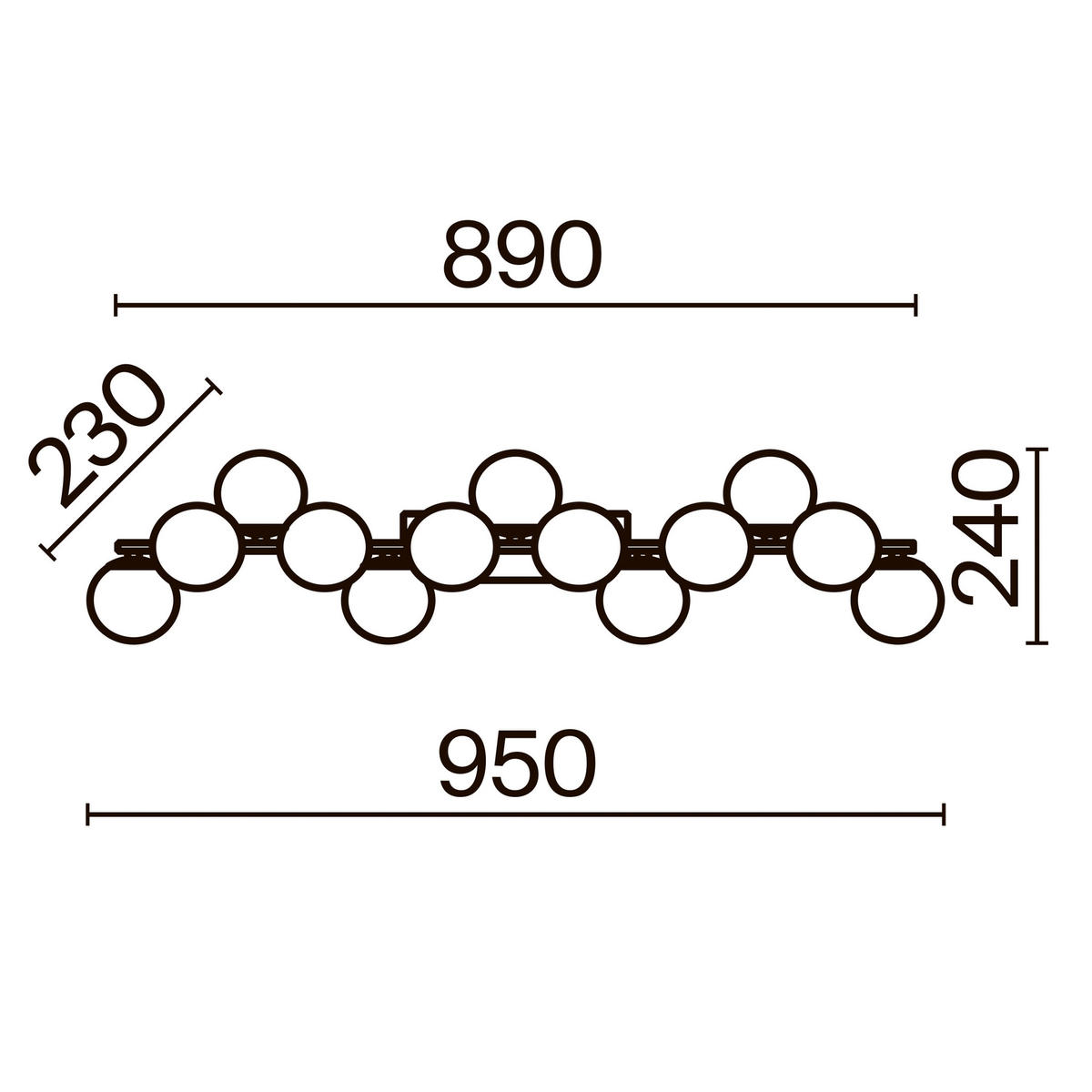 WANDLEUCHTE 95/22/22 cm   - Goldfarben, Trend, Glas/Metall (95/22/22cm) - MAYTONI