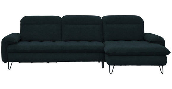 ECKSOFA in Flachgewebe Petrol  - Petrol/Schwarz, LIFESTYLE, Textil/Metall (310/180cm) - Valnatura