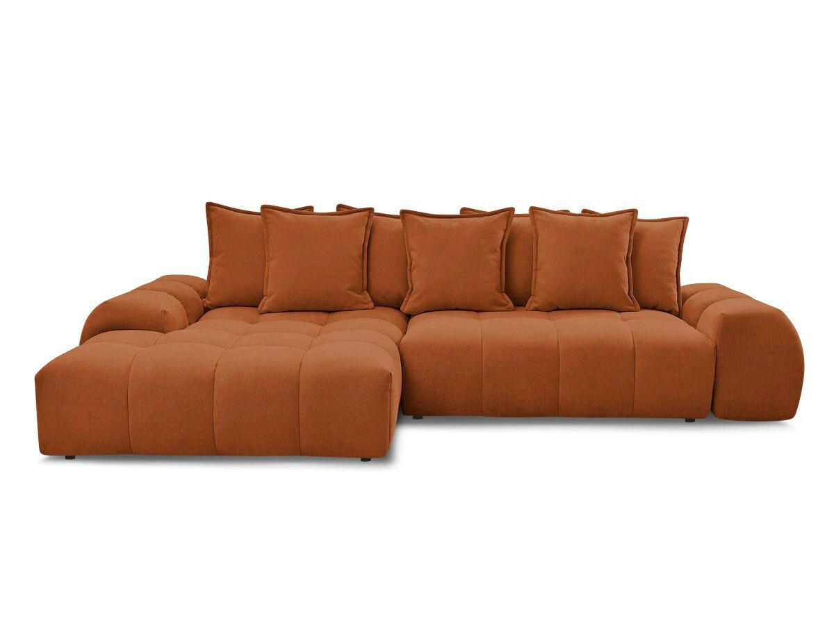 ECKSCHLAFSOFA EVEREST  mit Rücken echt, Armteil links, Armteil rechts Struktur Orange  - Schwarz/Orange, MODERN, Kunststoff/Textil (180/318cm) - Livetastic
