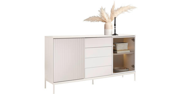 SIDEBOARD  in 153,6/83/38 cm  - Kaschmir, KONVENTIONELL, Glas/Holzwerkstoff (153,6/83/38cm) - Voleo