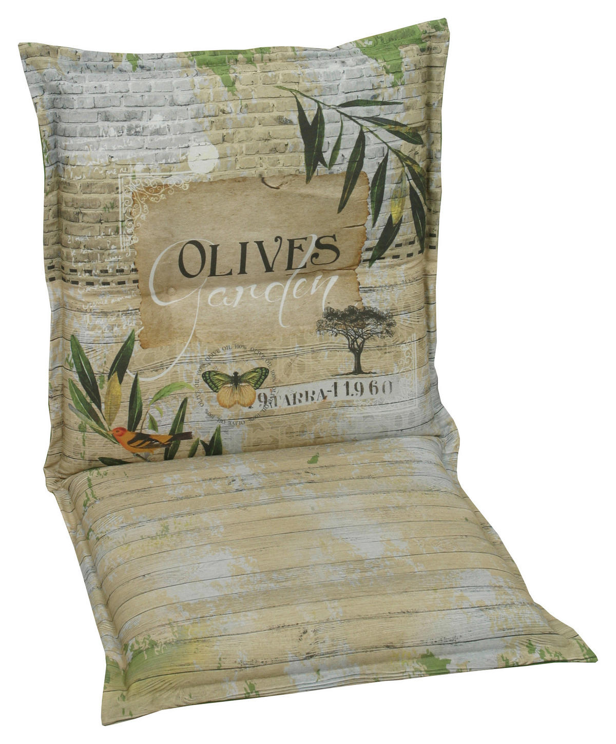 JASTUK ZA STOLICU SA NASLONOM  50/100/8 cm    - zelena/bež, Konvencionalno, tekstil (50/100/8cm) - Ambia Garden