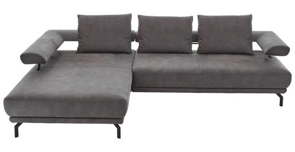 ECKSOFA  in Mikrofaser Anthrazit  224/305 cm  - Anthrazit/Schwarz, Design, Textil/Metall (224/305cm) - Dieter Knoll