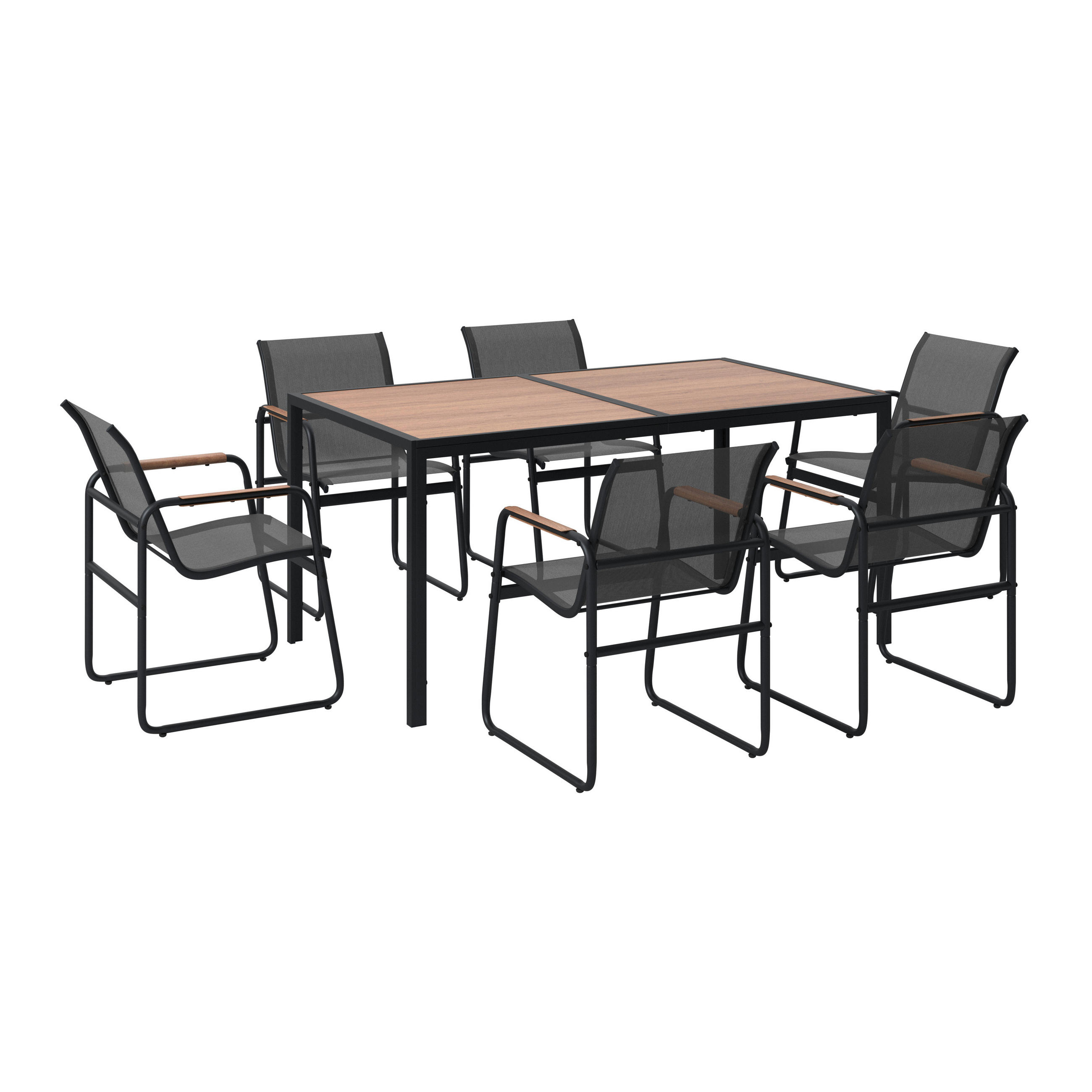 GARTENSET Webstoff Eisen  - Dunkelgrau/Naturfarben, MODERN, Kunststoff/Textil (59,5/160/50/90/82/75cm) - Ambia Garden