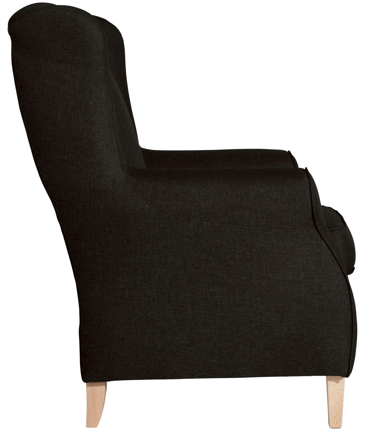 OHRENSESSEL in Flachgewebe Dunkelbraun  - Dunkelbraun/Buchefarben, Design, Holz/Textil (77/103/86cm) - Max Winzer