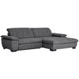 ECKSOFA in Webstoff Dunkelgrau  - Dunkelgrau/Schwarz, Design, Textil/Metall (265/180cm) - Carryhome