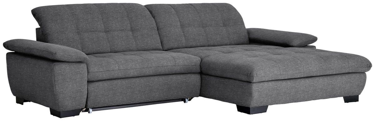 ECKSOFA in Webstoff Dunkelgrau  - Dunkelgrau/Schwarz, Design, Textil/Metall (265/180cm) - Carryhome