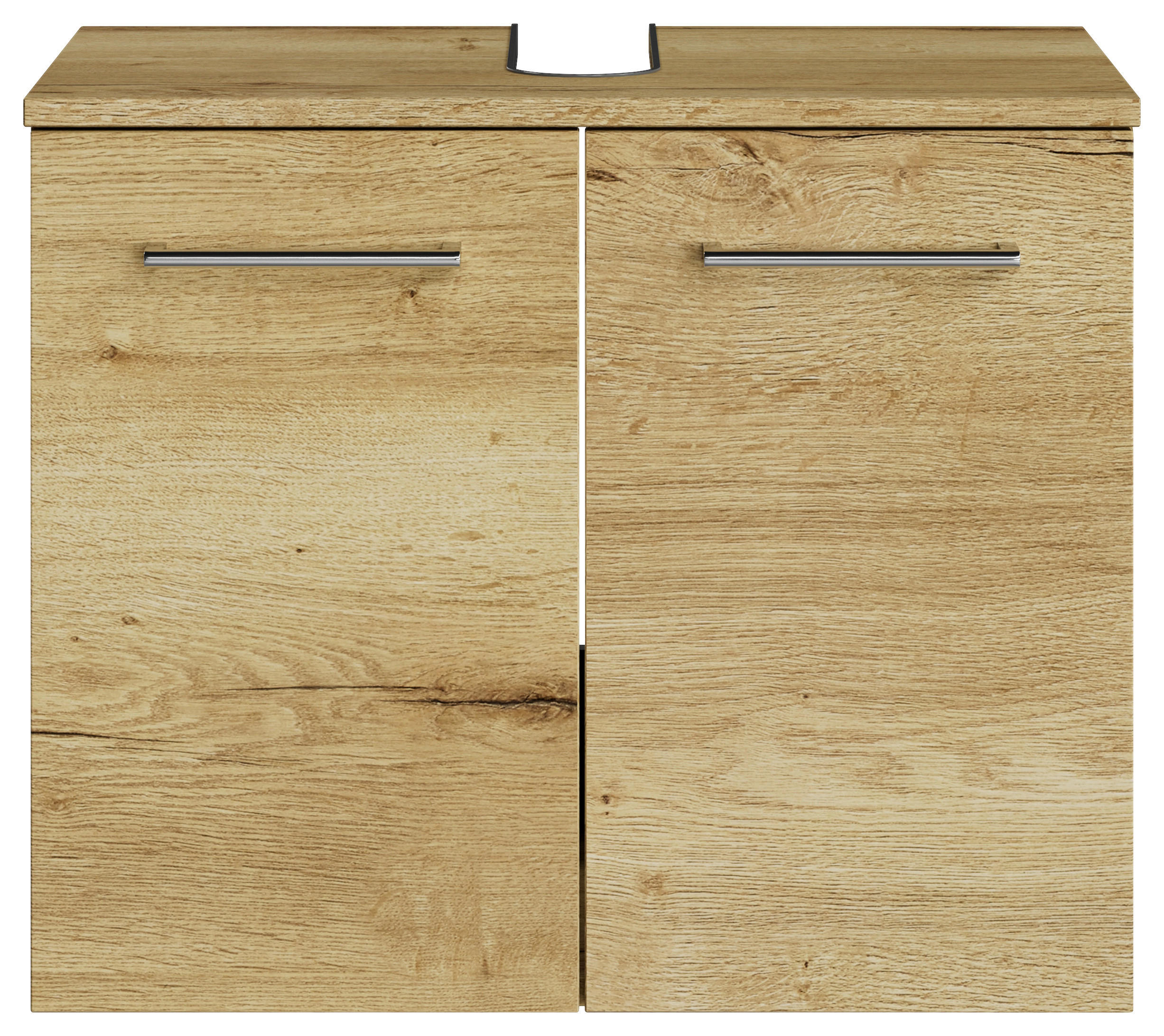WASCHBECKENUNTERSCHRANK 60/49,8/38,3 cm  - Chromfarben/Wildeiche, KONVENTIONELL, Holzwerkstoff/Metall (60/49,8/38,3cm) - Sadena