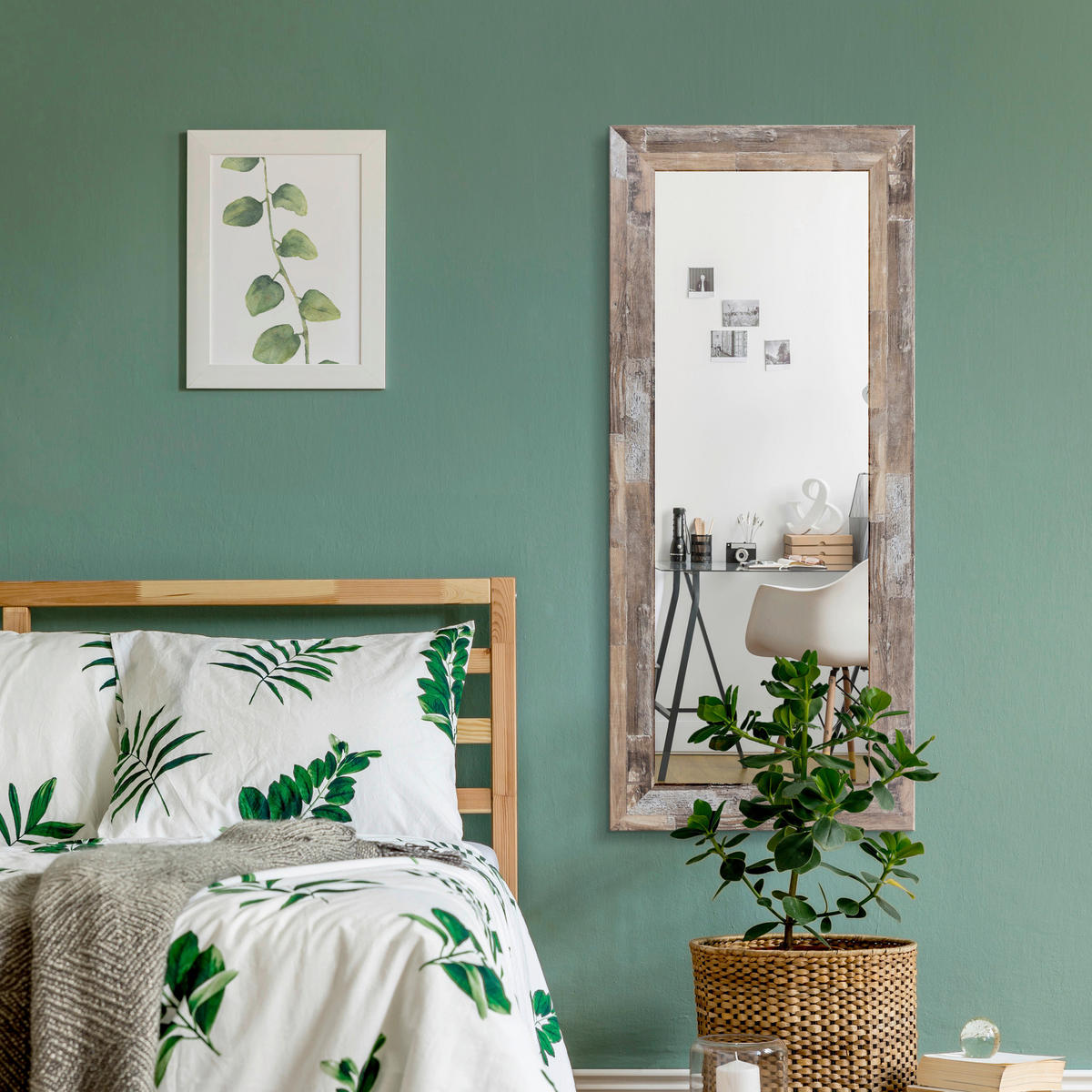 SPIEGEL  56/148 cm   in rechteckig  - Basics, Glas/Holz (56/148cm)