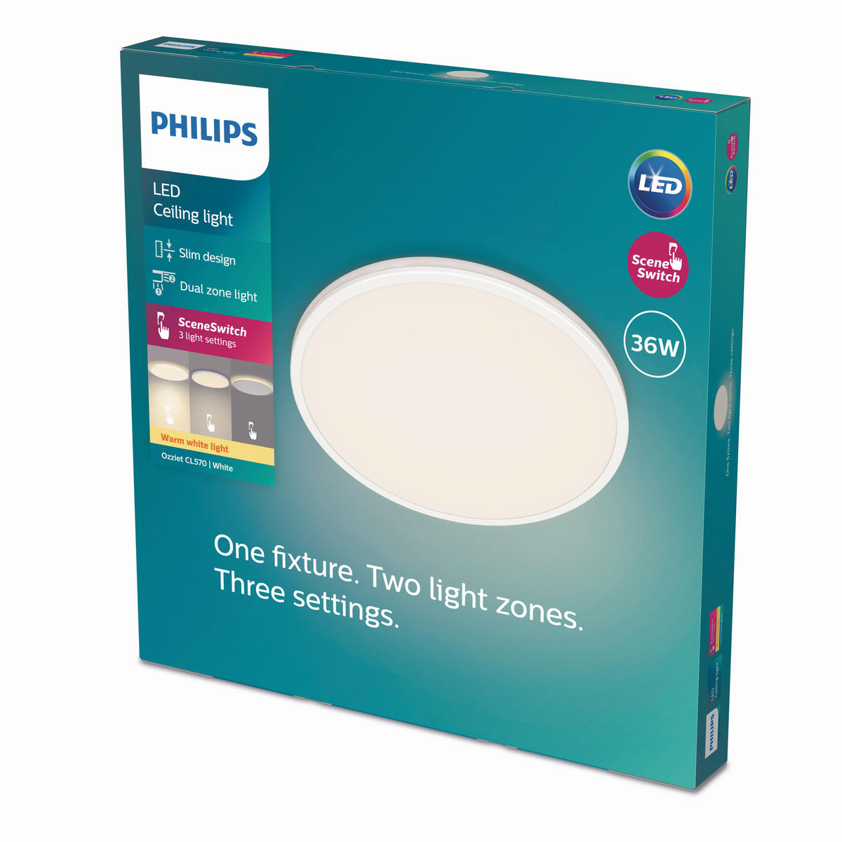 LED-DECKENLEUCHTE Ozziet 5,5/50/5,5 cm   - Weiß, Basics, Metall (5,5/50/5,5cm) - Philips