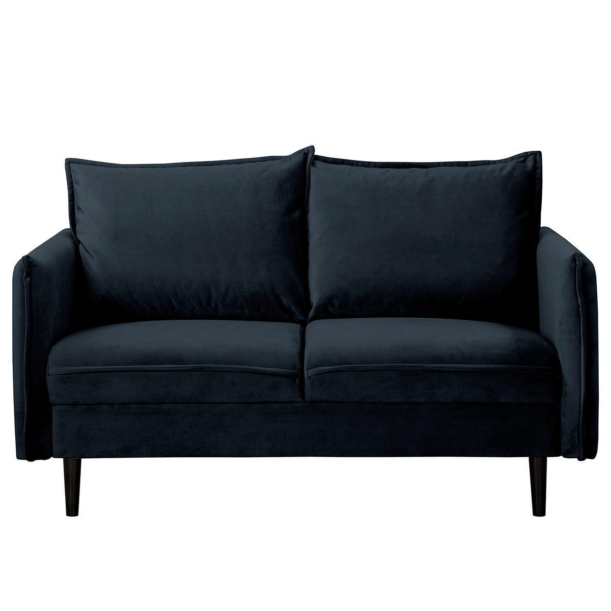 2-SITZER-SOFA JULI Samt Dunkelblau  - Schwarz/Dunkelblau, Design, Holz/Textil (138/86/100cm) - P & B