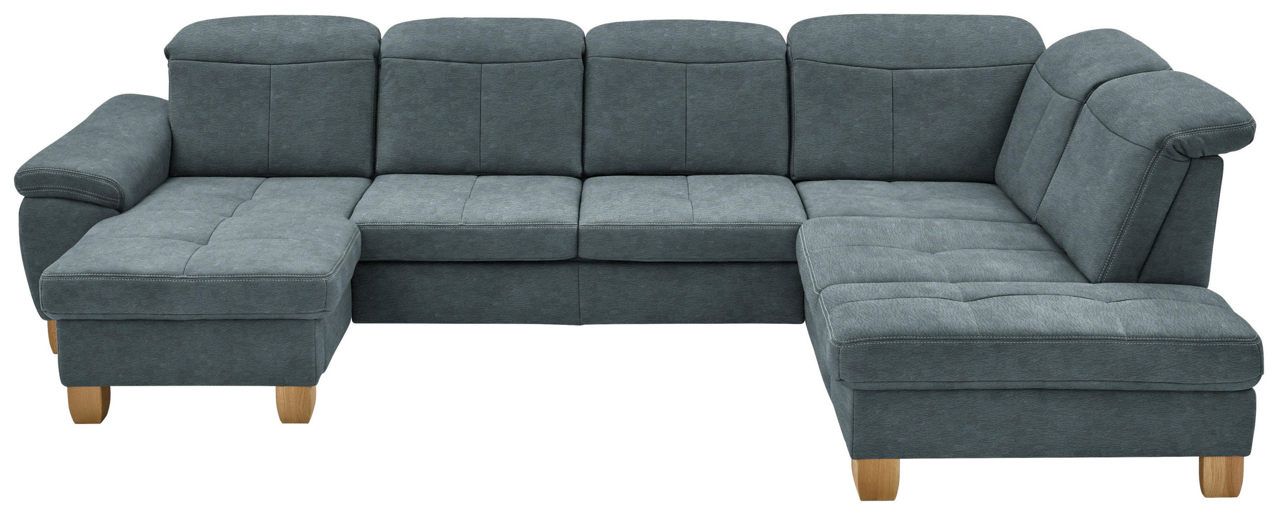 WOHNLANDSCHAFT in Mikrofaser Blau  - Wildeiche/Blau, Konventionell, Holz/Textil (185/343/243cm) - Voleo