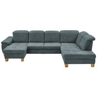 WOHNLANDSCHAFT in Mikrofaser Blau  - Wildeiche/Blau, Konventionell, Holz/Textil (185/343/243cm) - Voleo