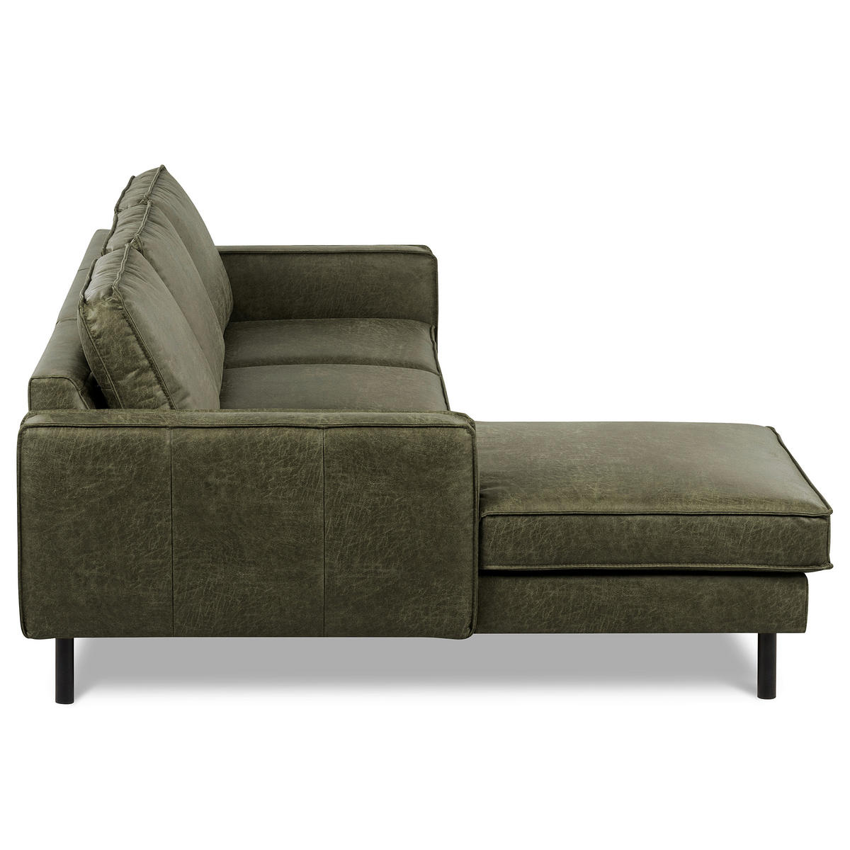 ECKSOFA Grün Echtleder Lederlook Bettkasten, Schlaffunktion, Rücken echt  - Schwarz/Grün, Design, Leder/Textil (166/238cm) - Livetastic