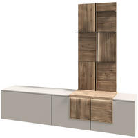 WOHNWAND  in Taupe, Wildeiche 224/198/44,9 cm  - Taupe/Wildeiche, Design, Glas/Holz (224/198/44,9cm) - Voglauer