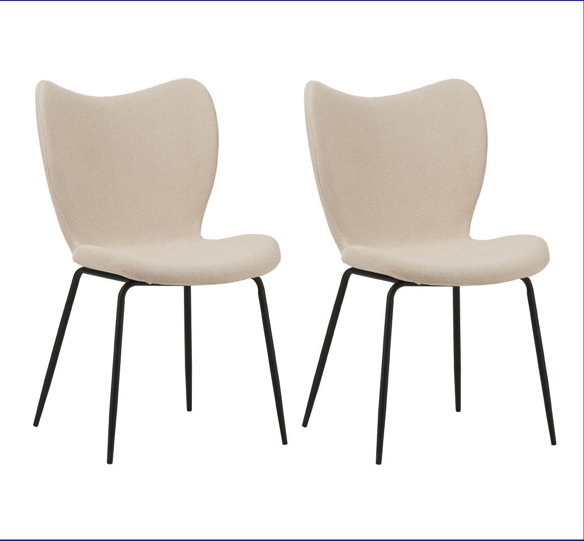 STUHL-SET 2 Stück  in Bouclé  - Beige/Schwarz, MODERN, Textil/Metall (50/88,5/42cm) - MID.YOU