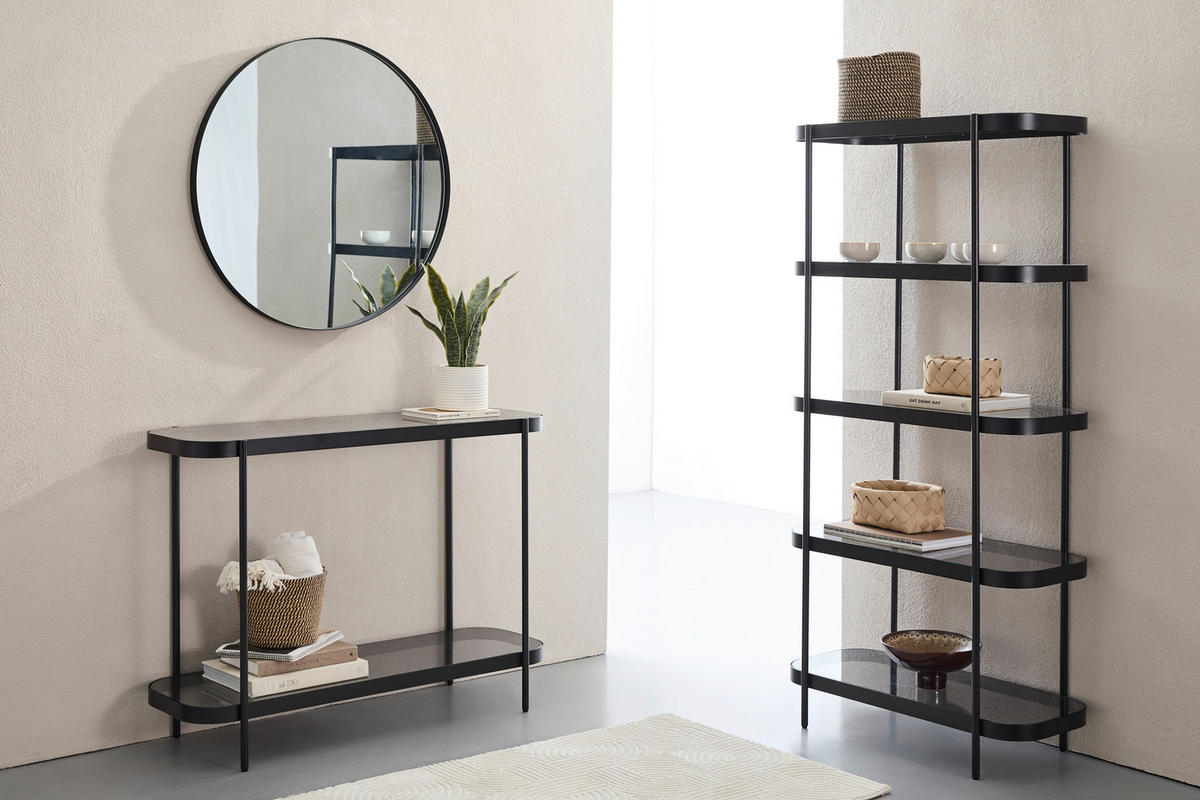 KONSOLENTISCH Grau, Schwarz  - Schwarz/Grau, Trend, Glas/Metall (110/38/80cm) - Novel