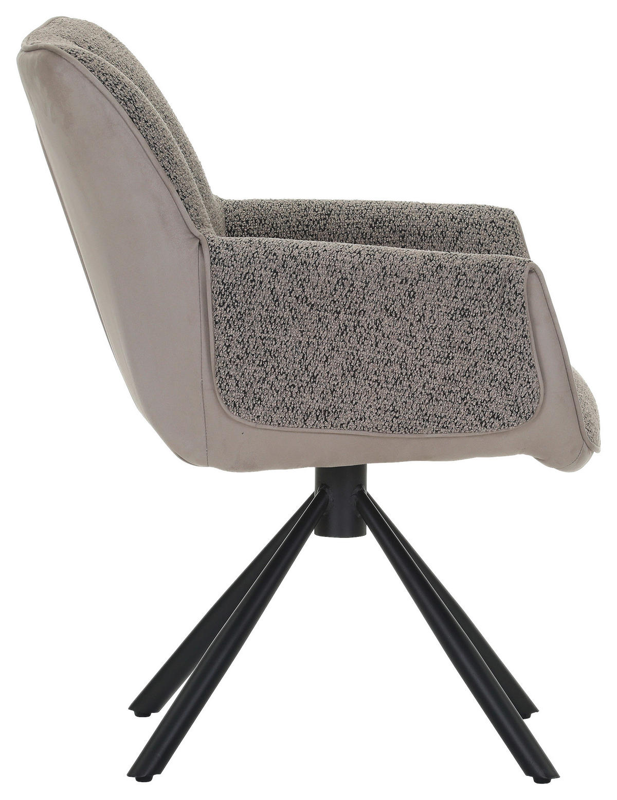 ARMLEHNSTUHL  Wippfunktion, Sitzfläche 360° drehbar, automatische Rückholfunktion Chenille, Mikrofaser  Taupe  - Taupe/Schwarz, Design, Textil/Metall (62/87/64cm) - Novel