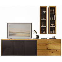 WOHNWAND  in Dunkelgrau, Wildeiche  254/212/48 cm  - Wildeiche/Dunkelgrau, Natur, Naturmaterialien/Glas (254/212/48cm) - Walden