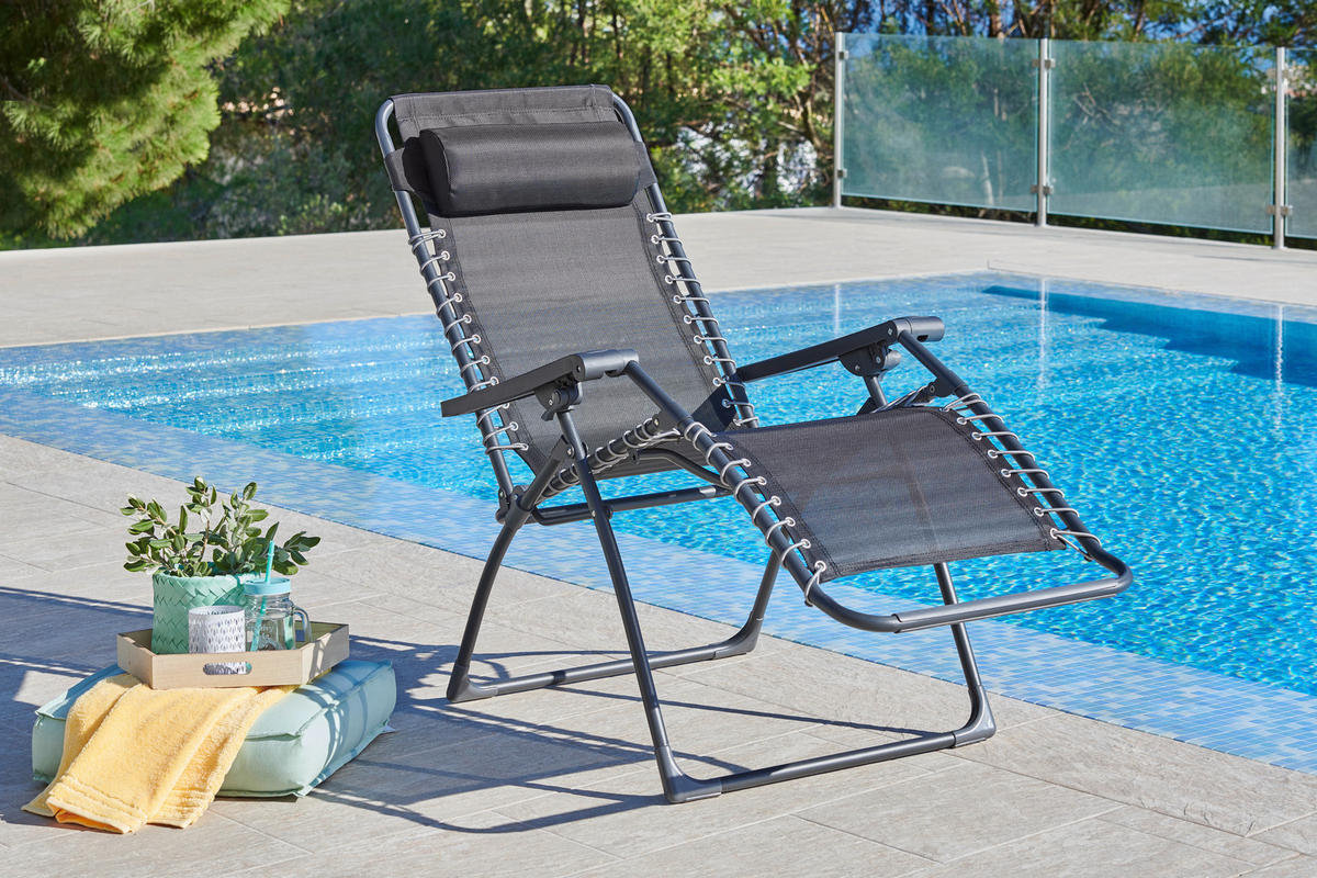 GARTEN-RELAXSESSEL 67/112,7/94 cm  - Dunkelgrau/Grau, Basics, Kunststoff/Textil (67/112,7/94cm) - Ambia Garden