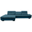 ECKSOFA in Mikrofaser Dunkelblau  - Schwarz/Dunkelblau, Design, Textil/Metall (204/341cm) - Xora