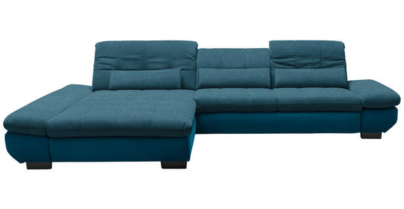 ECKSOFA in Mikrofaser Dunkelblau  - Schwarz/Dunkelblau, Design, Textil/Metall (204/341cm) - Xora