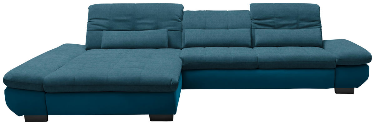 ECKSOFA in Mikrofaser Dunkelblau  - Schwarz/Dunkelblau, Design, Textil/Metall (204/341cm) - Xora
