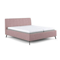 KÁRPITOZOTT ÁGY 180/200 cm  rózsaszín  - fekete/rózsaszín, Basics, faalapú anyag/textil (180/200cm) - Carryhome
