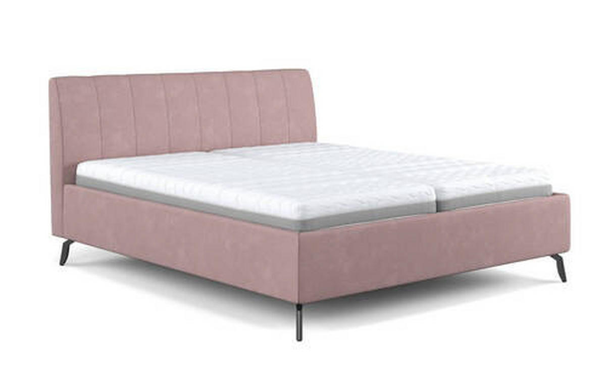 KÁRPITOZOTT ÁGY 180/200 cm  rózsaszín  - fekete/rózsaszín, Basics, faalapú anyag/textil (180/200cm) - Carryhome