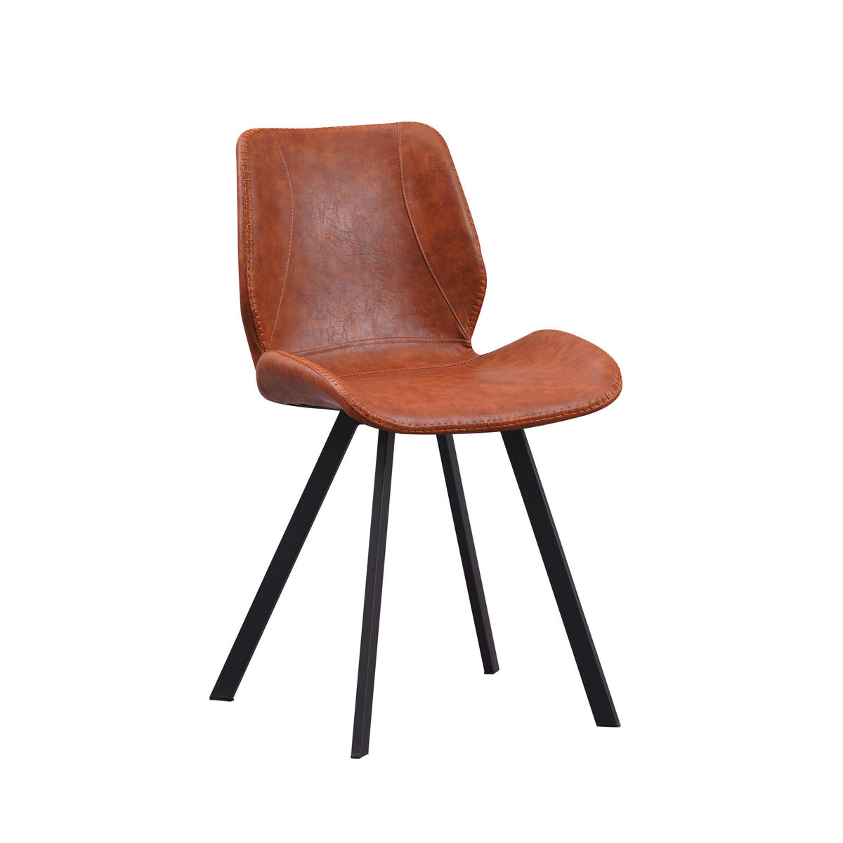 SADA ŽIDLÍ 4 kusy - černá/koňaková, Moderní, kov/textil (44/80/55cm) - MID.YOU