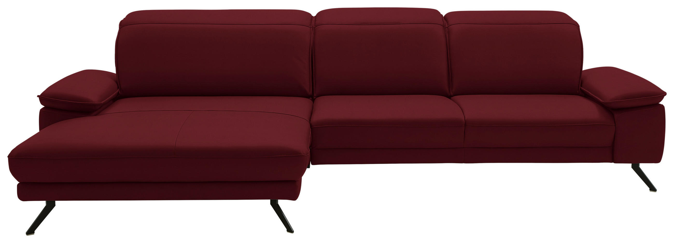 ECKSOFA in Echtleder Dunkelrot  193/332 cm  - Schwarz/Dunkelrot, Design, Leder/Metall (193/332cm) - Dieter Knoll