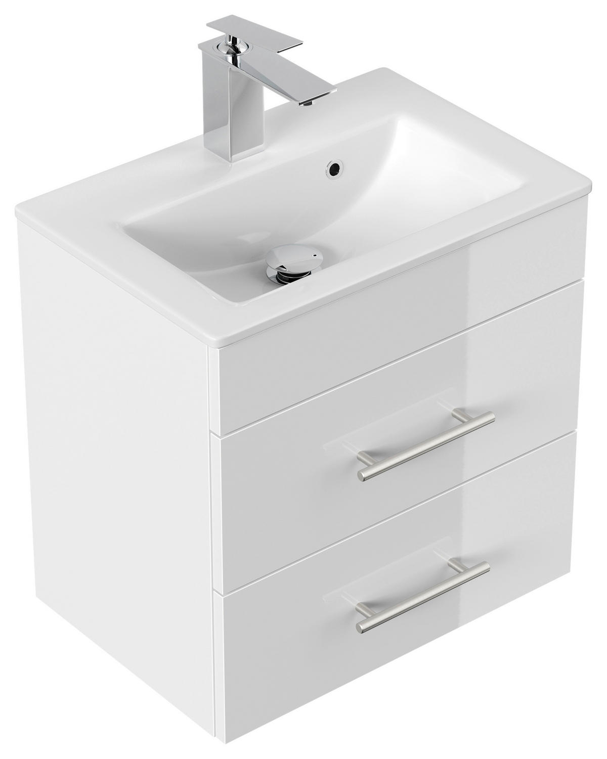 BADEZIMMER  in 50 cm  - Weiß Hochglanz/Silberfarben, MODERN, Keramik/Holzwerkstoff (50cm) - MID.YOU