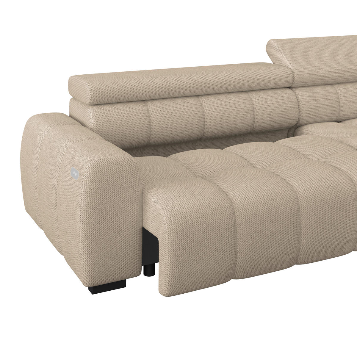 ECKSOFA Beige Webstoff  - Beige/Schwarz, Trend, Kunststoff/Textil (285/168cm) - Livetastic