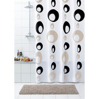 DUSCHVORHANG Bubbles 180/200 cm  - Beige/Schwarz, Basics, Kunststoff (180/200cm) - Grund