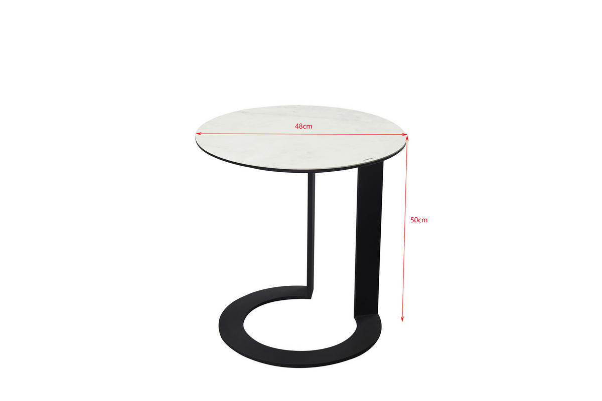 SIDOBORD i metall, glas, keramik 48/48/50 cm  - vit/svart, Design, metall/glas (48/48/50cm) - Dieter Knoll