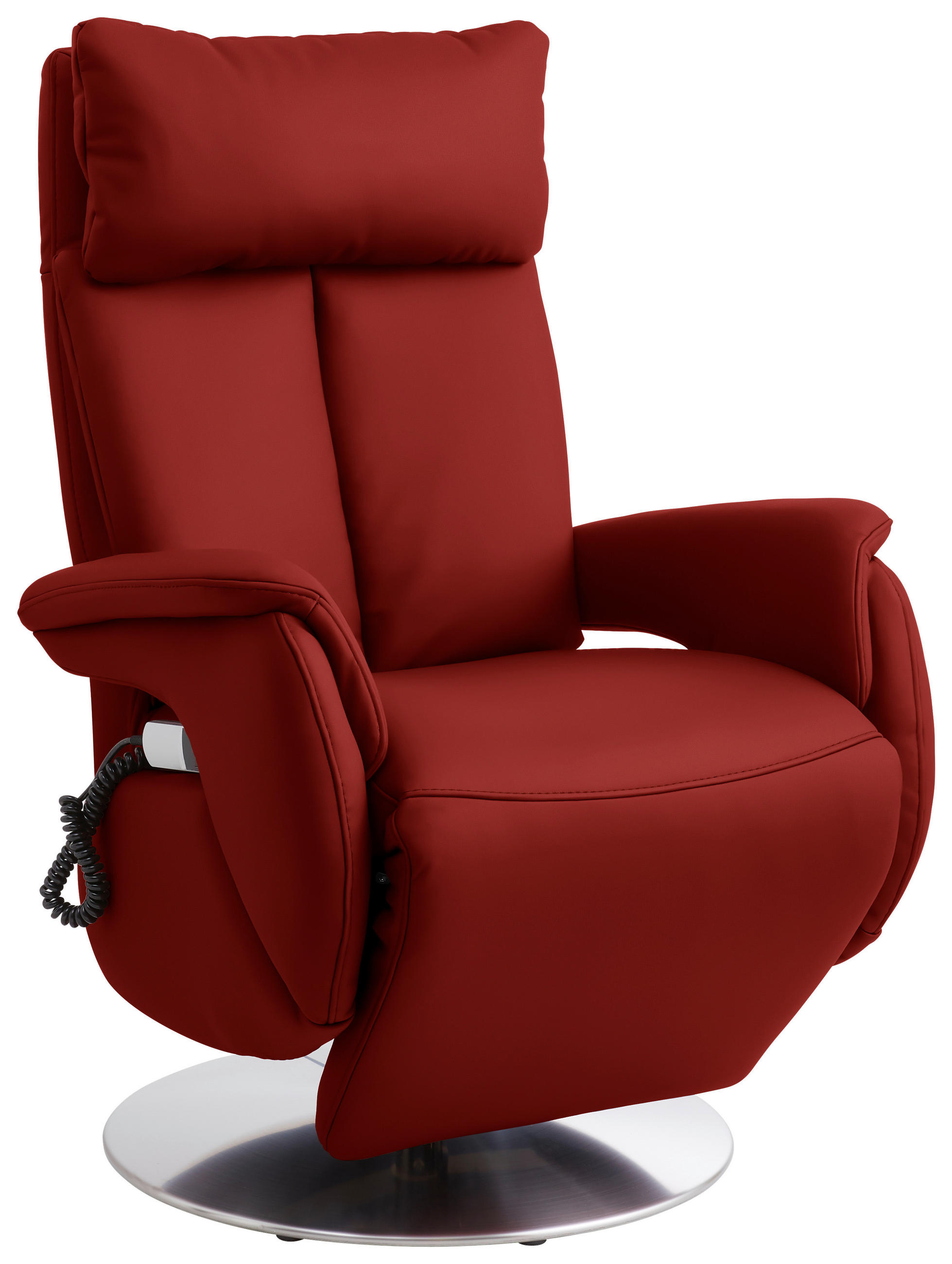 RELAXSESSEL in Leder Rot  - Edelstahlfarben/Rot, Konventionell, Leder/Metall (78/110/81cm) - Cantus
