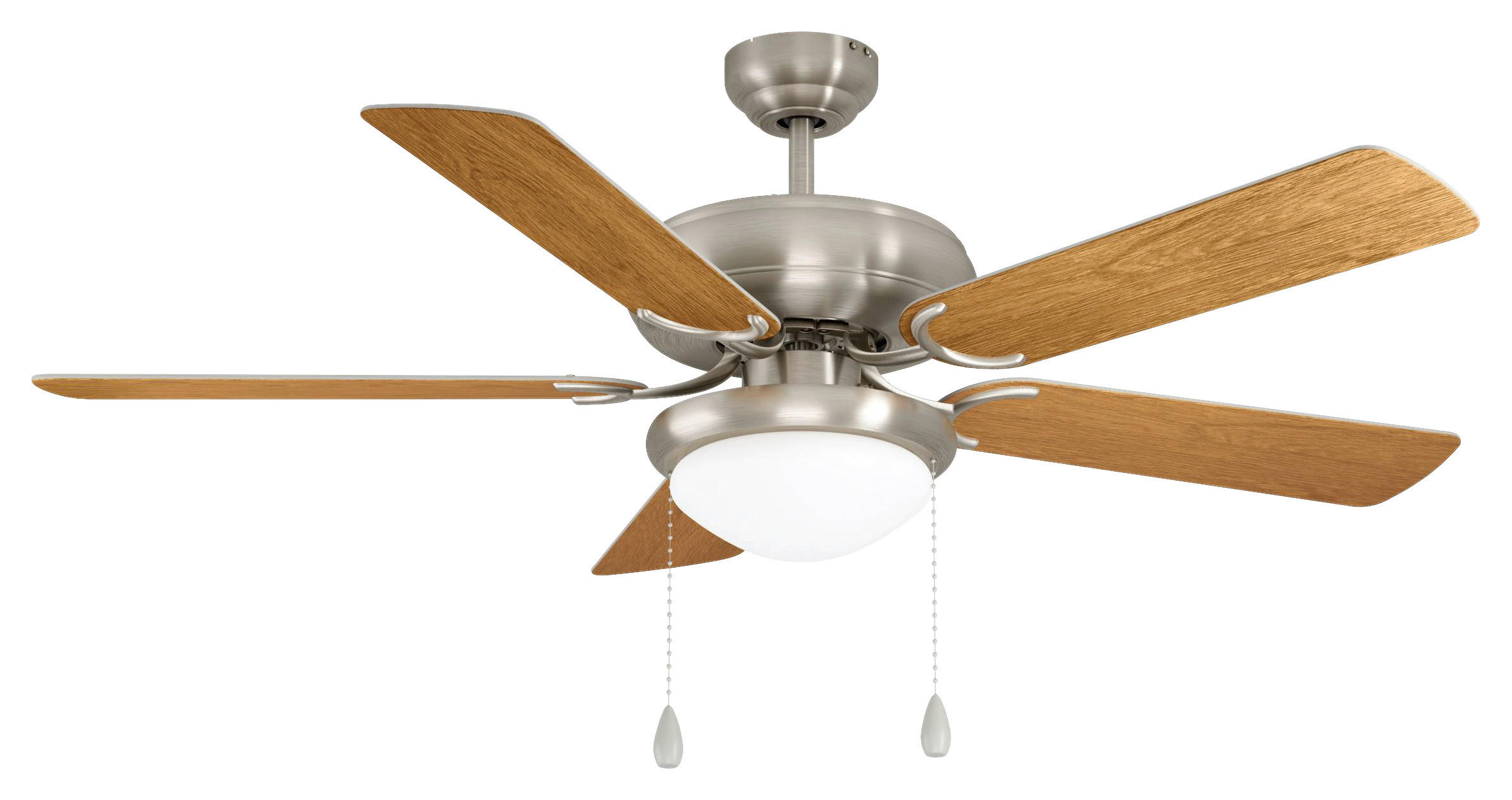 DECKENVENTILATOR Ballina 132/44 cm   - Eichefarben/Silberfarben, KONVENTIONELL, Glas/Kunststoff (132/44cm) - Eglo