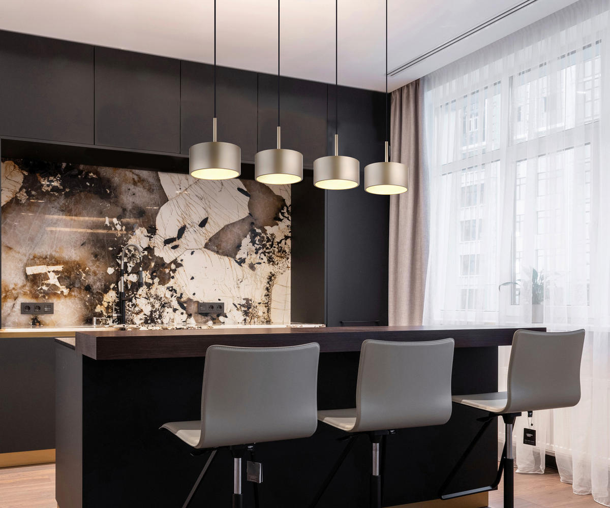 LED-HÄNGELEUCHTE 86/15/150 cm  - Champagner/Transparent, Design, Kunststoff/Metall (86/15/150cm) - Globo