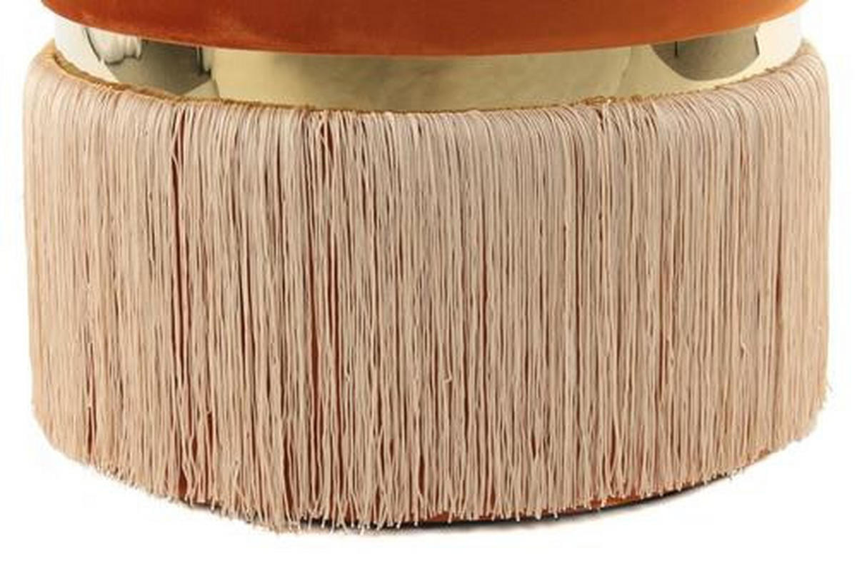TABURET, kov, textil, kompozitní dřevo, 41/44,5/41 cm - oranžová/barvy zlata, Basics, kov/kompozitní dřevo (41/44,5/41cm)