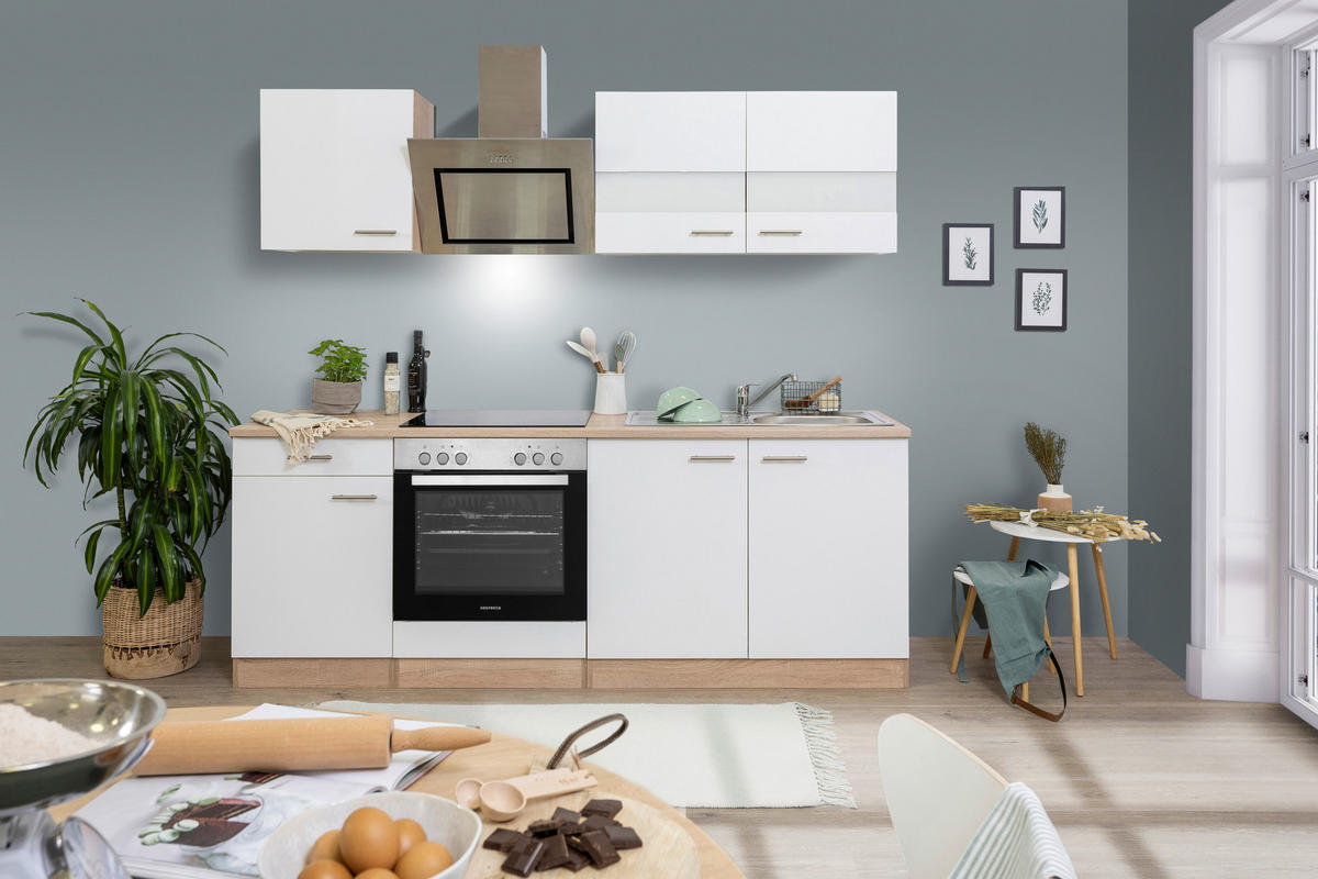MODULKÖK 210 cm   i vit  - stålfärgad/vit, Basics, metall/trämaterial (210cm) - Respekta