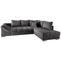 ECKSCHLAFSOFA in Anthrazit Textil   - Anthrazit/Silberfarben, Design, Holz/Textil (298/202cm) - MID.YOU