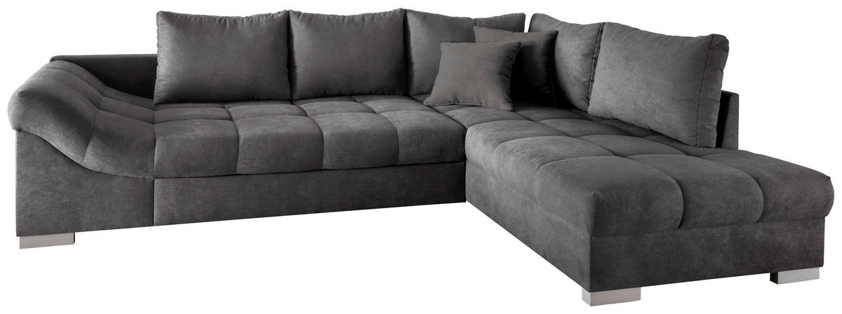 ECKSCHLAFSOFA in Anthrazit Textil   - Anthrazit/Silberfarben, Design, Holz/Textil (298/202cm) - MID.YOU