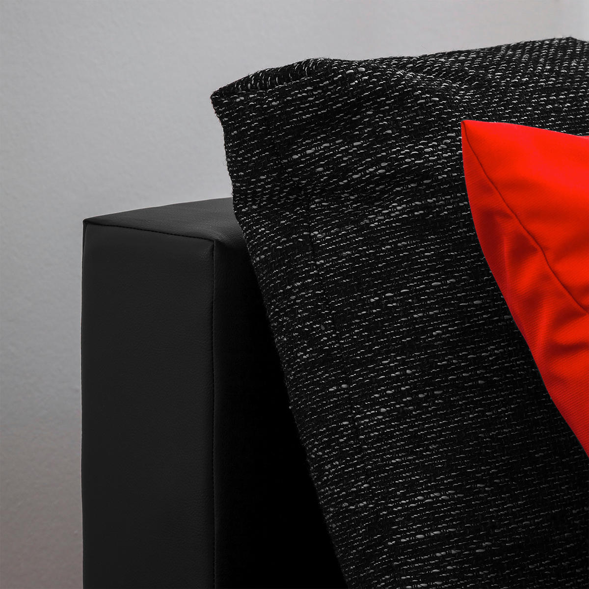 ECKSOFA Schwarz Textilgeflecht  - Chromfarben/Schwarz, Design, Textil (266/175cm) - Livetastic